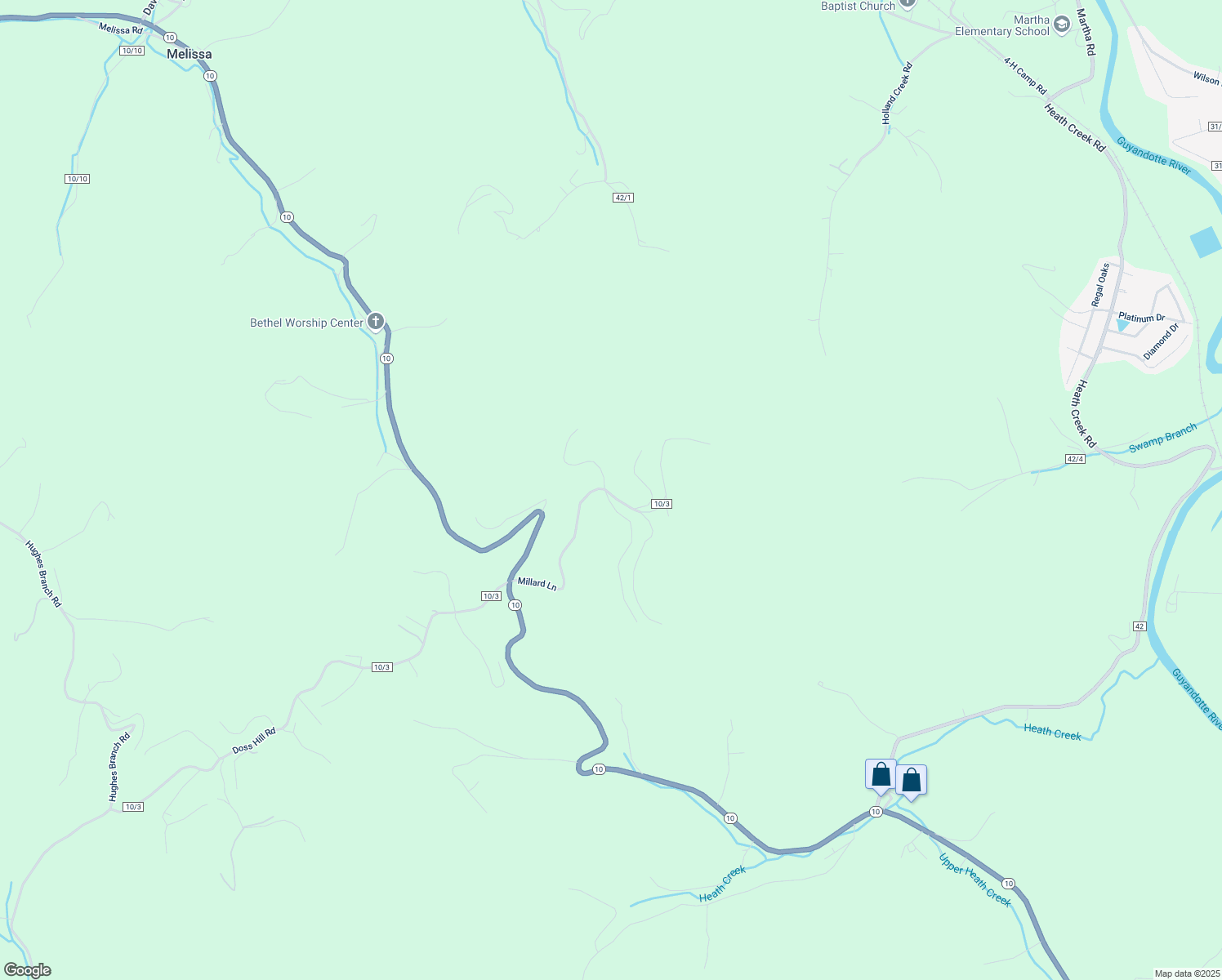 map of restaurants, bars, coffee shops, grocery stores, and more near 5174 Doss Hill Road in Barboursville