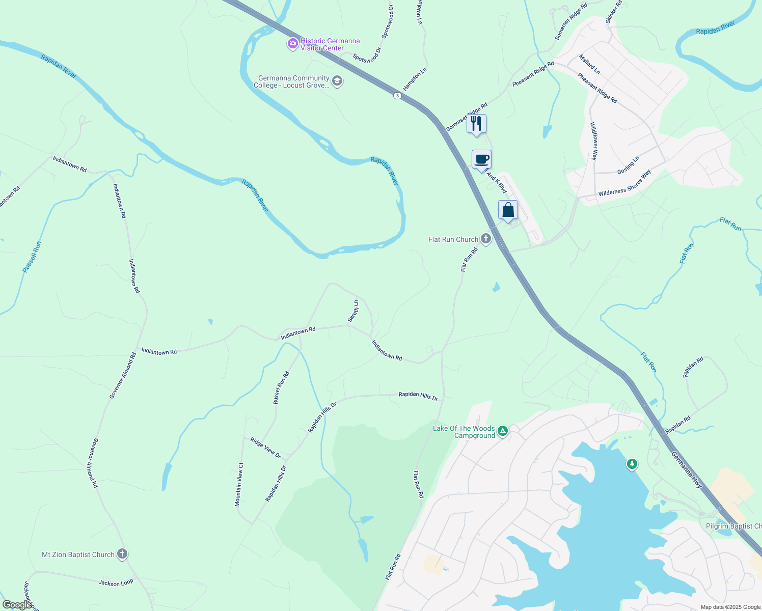 map of restaurants, bars, coffee shops, grocery stores, and more near 3141 Reci Lane in Locust Grove