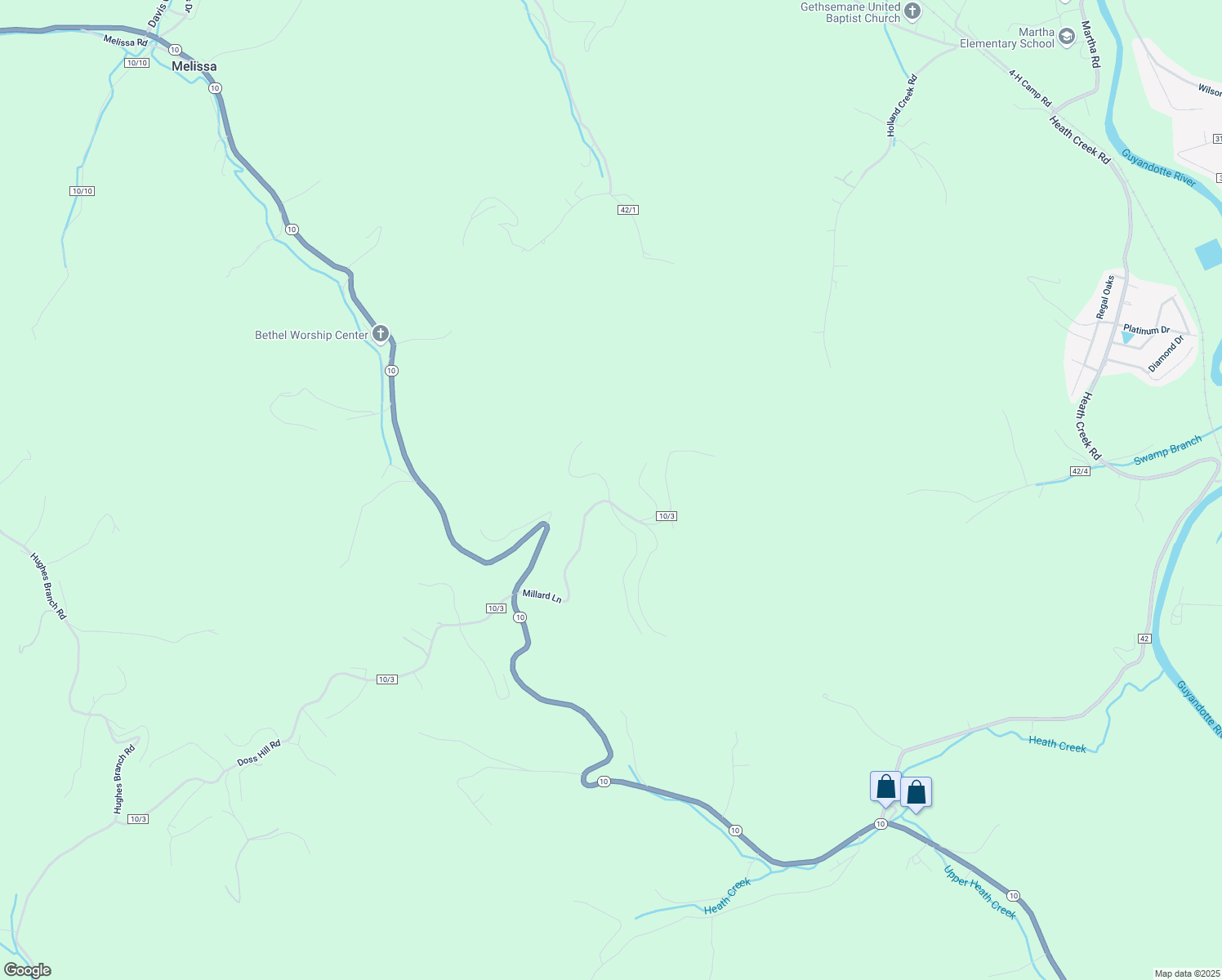 map of restaurants, bars, coffee shops, grocery stores, and more near 5174 County Road 10/3 in Barboursville
