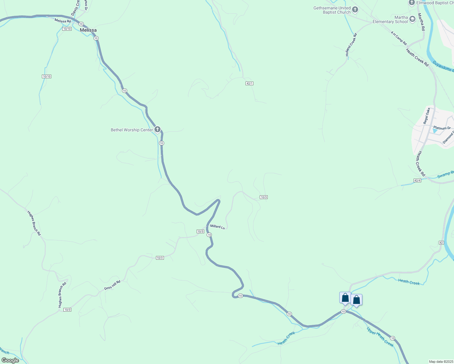 map of restaurants, bars, coffee shops, grocery stores, and more near 5105 Doss Hill Road in Barboursville