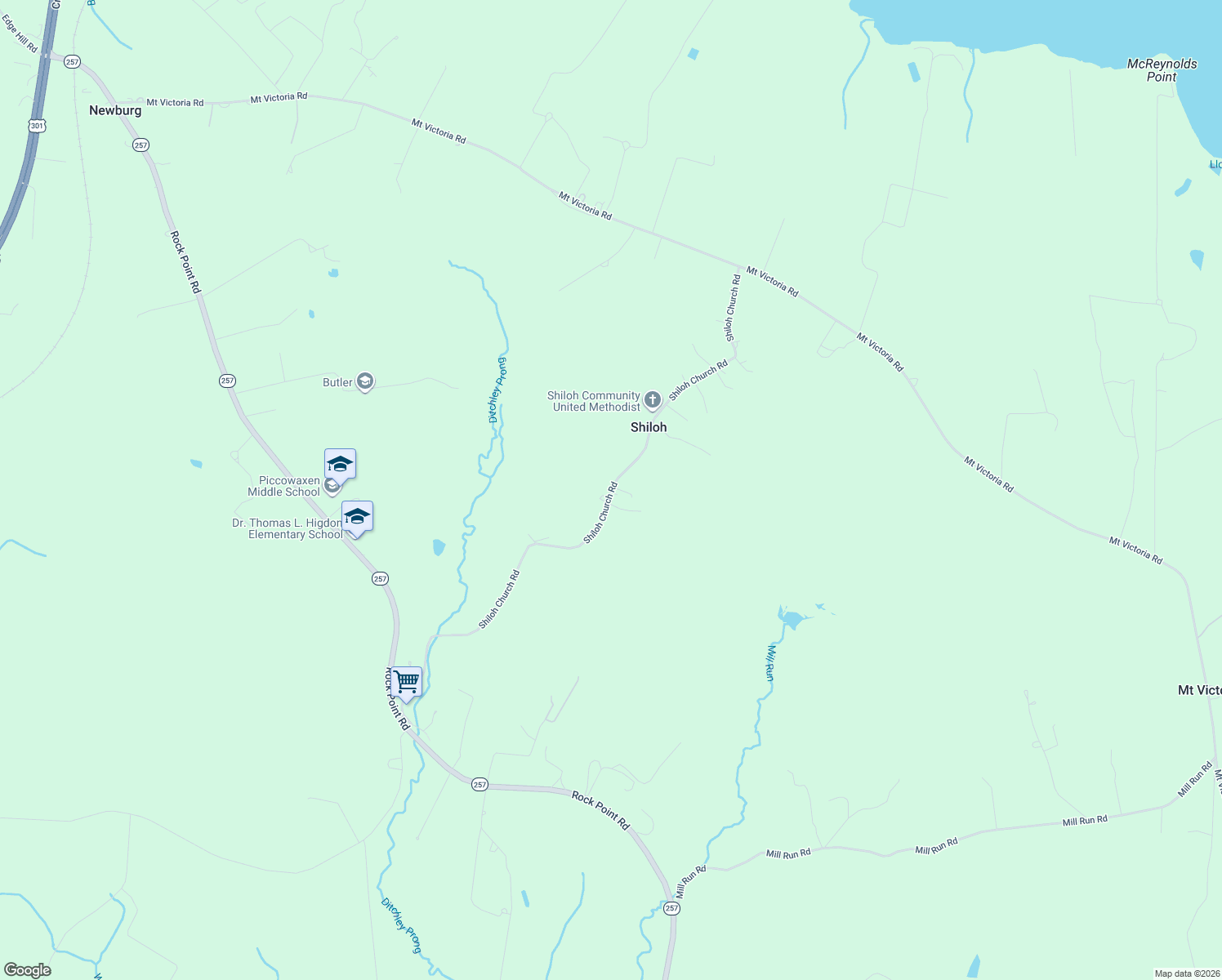 map of restaurants, bars, coffee shops, grocery stores, and more near 12961 Shiloh Church Road in Newburg