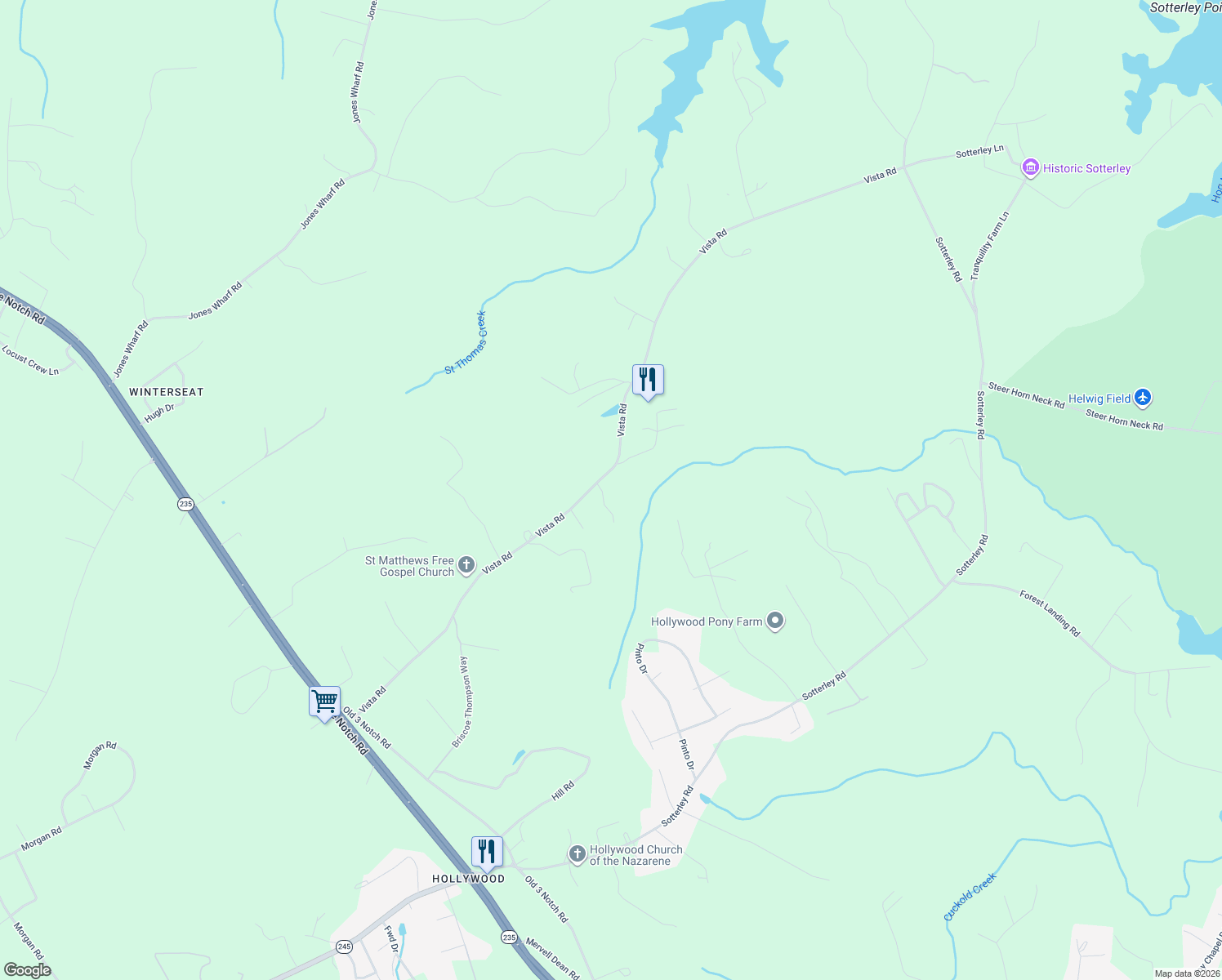 map of restaurants, bars, coffee shops, grocery stores, and more near 25294 Vista Road in Hollywood