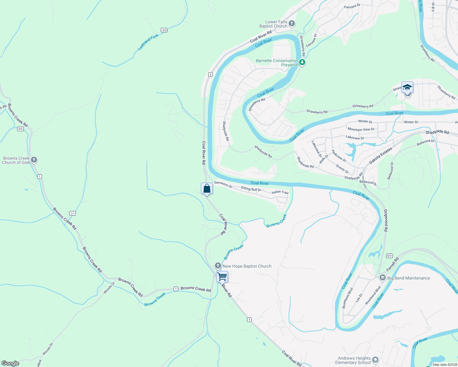map of restaurants, bars, coffee shops, grocery stores, and more near 40 Geronimo Drive in Saint Albans