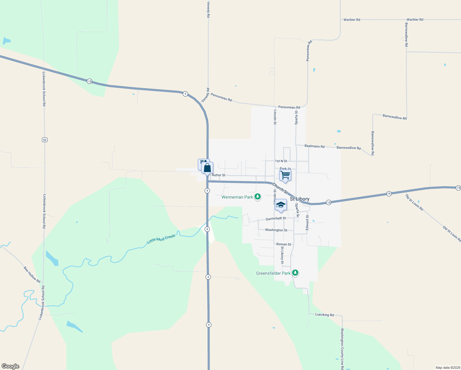 map of restaurants, bars, coffee shops, grocery stores, and more near 633 Wiese Lane in Belleville
