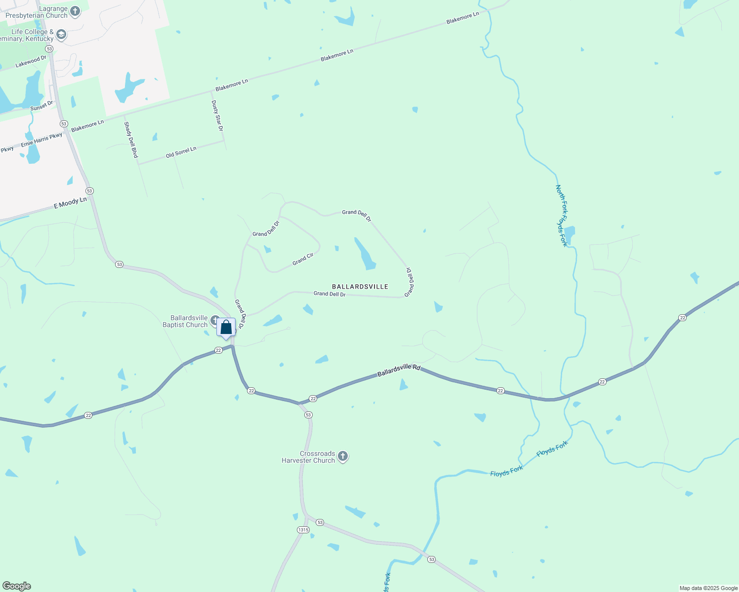 map of restaurants, bars, coffee shops, grocery stores, and more near 4633 Grand Dell Drive in Crestwood