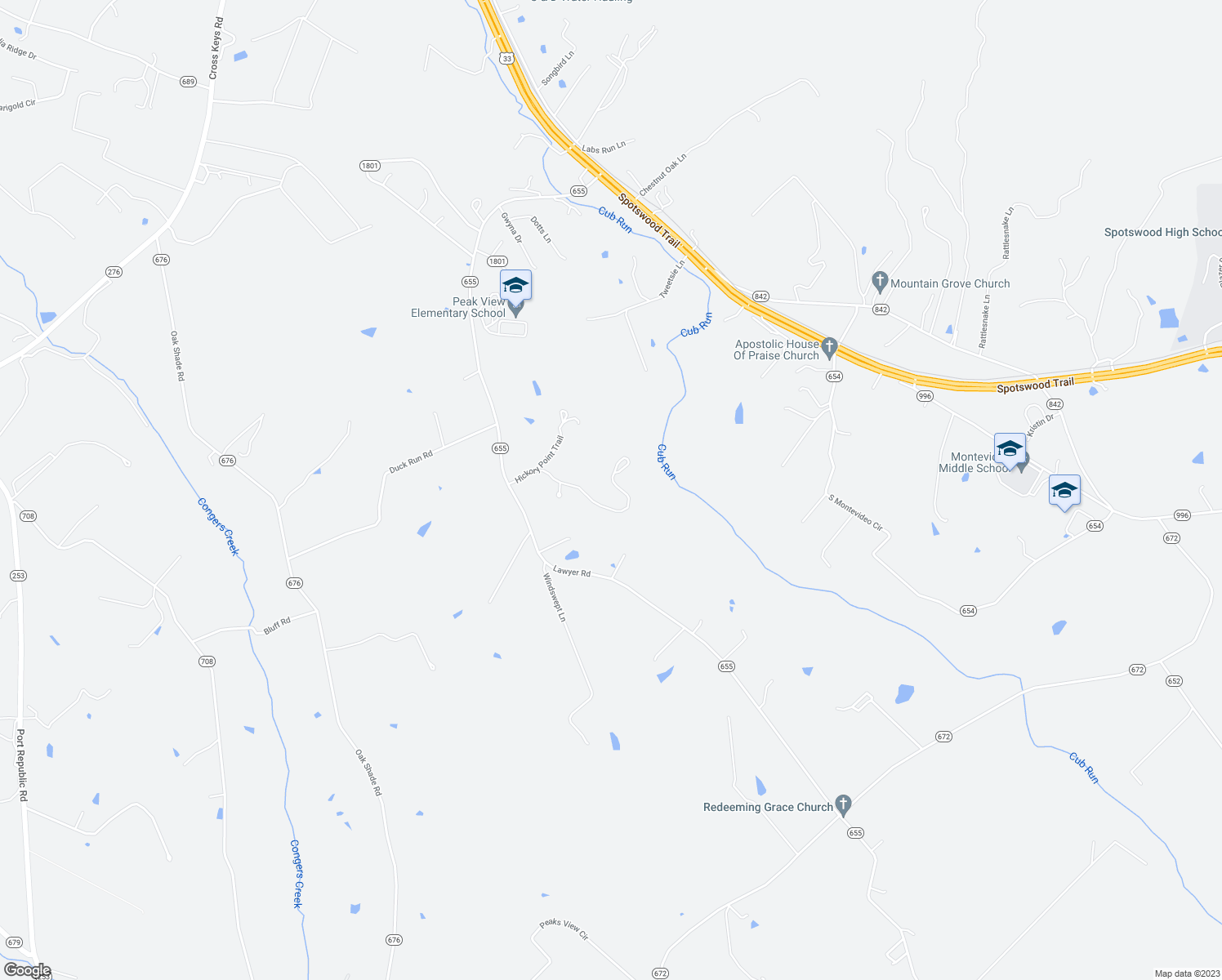 map of restaurants, bars, coffee shops, grocery stores, and more near 563 Hickory Point Trail in Penn Laird