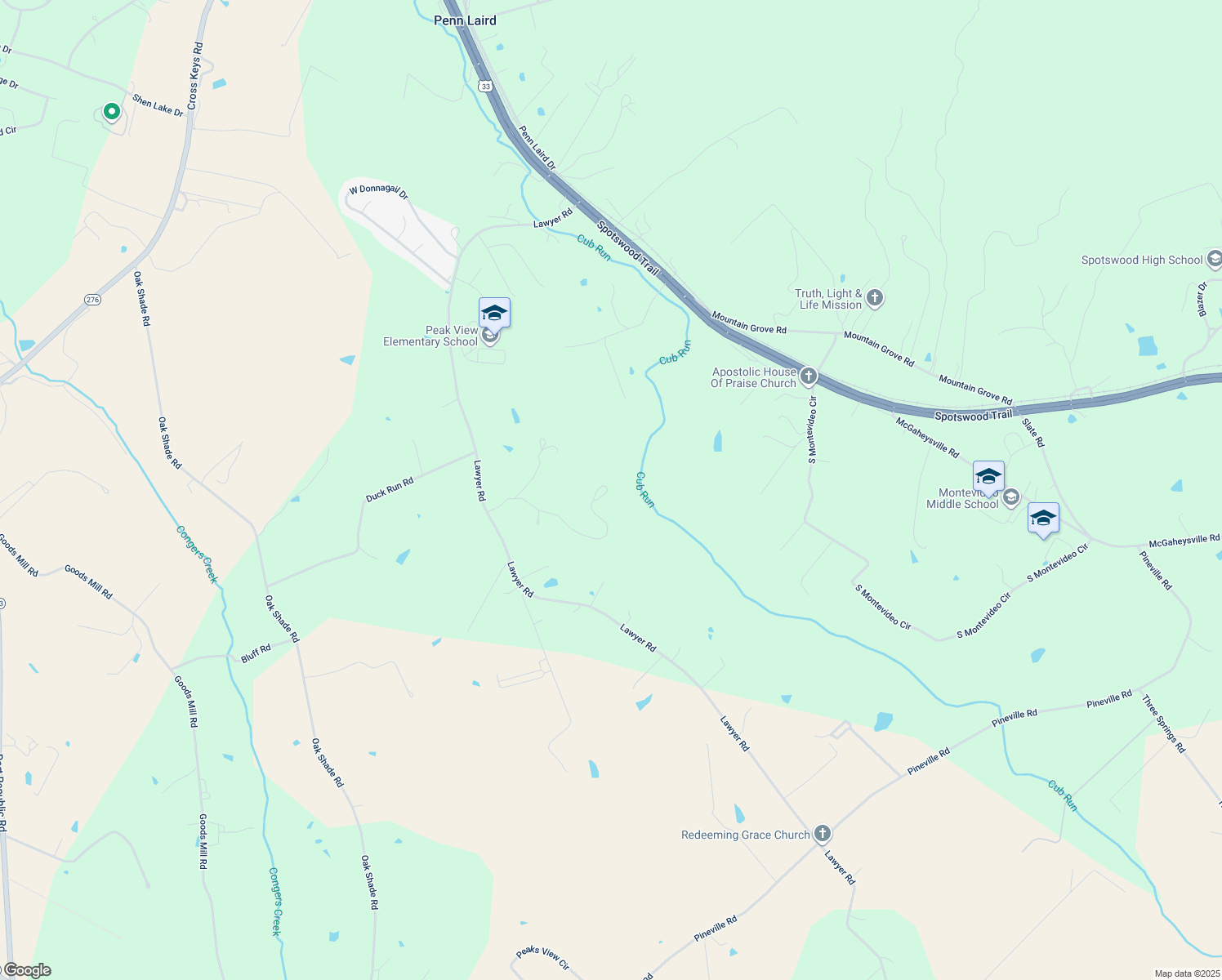 map of restaurants, bars, coffee shops, grocery stores, and more near 563 Hickory Point Trail in Penn Laird