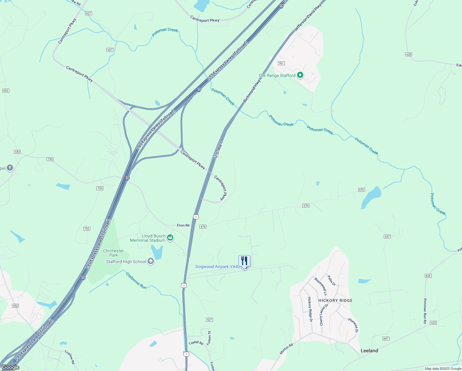 map of restaurants, bars, coffee shops, grocery stores, and more near 83 King's Hill Road in Fredericksburg