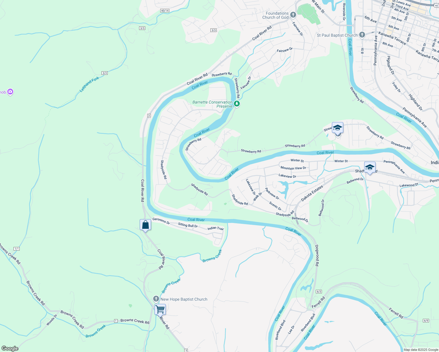 map of restaurants, bars, coffee shops, grocery stores, and more near 221 Empire Drive in Saint Albans