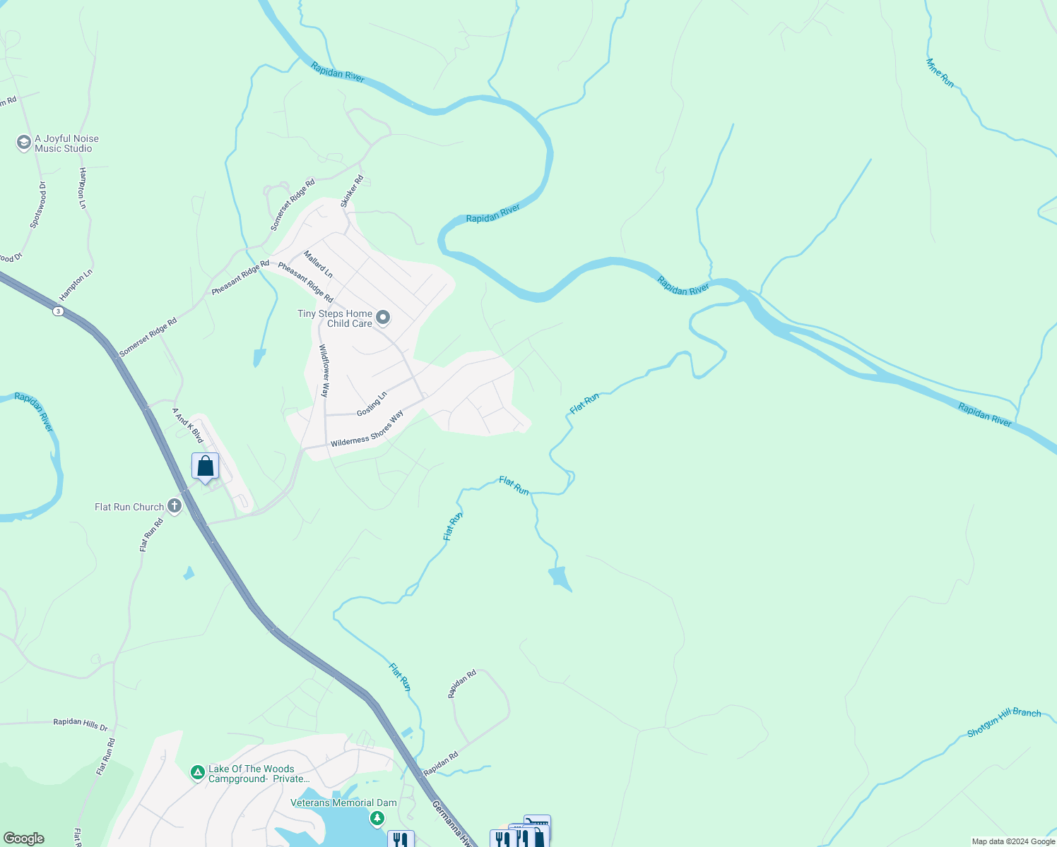 map of restaurants, bars, coffee shops, grocery stores, and more near 2773 Bears Den Drive in Locust Grove