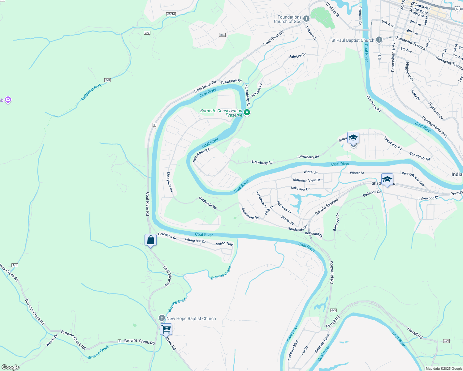 map of restaurants, bars, coffee shops, grocery stores, and more near 221 Empire Drive in St. Albans
