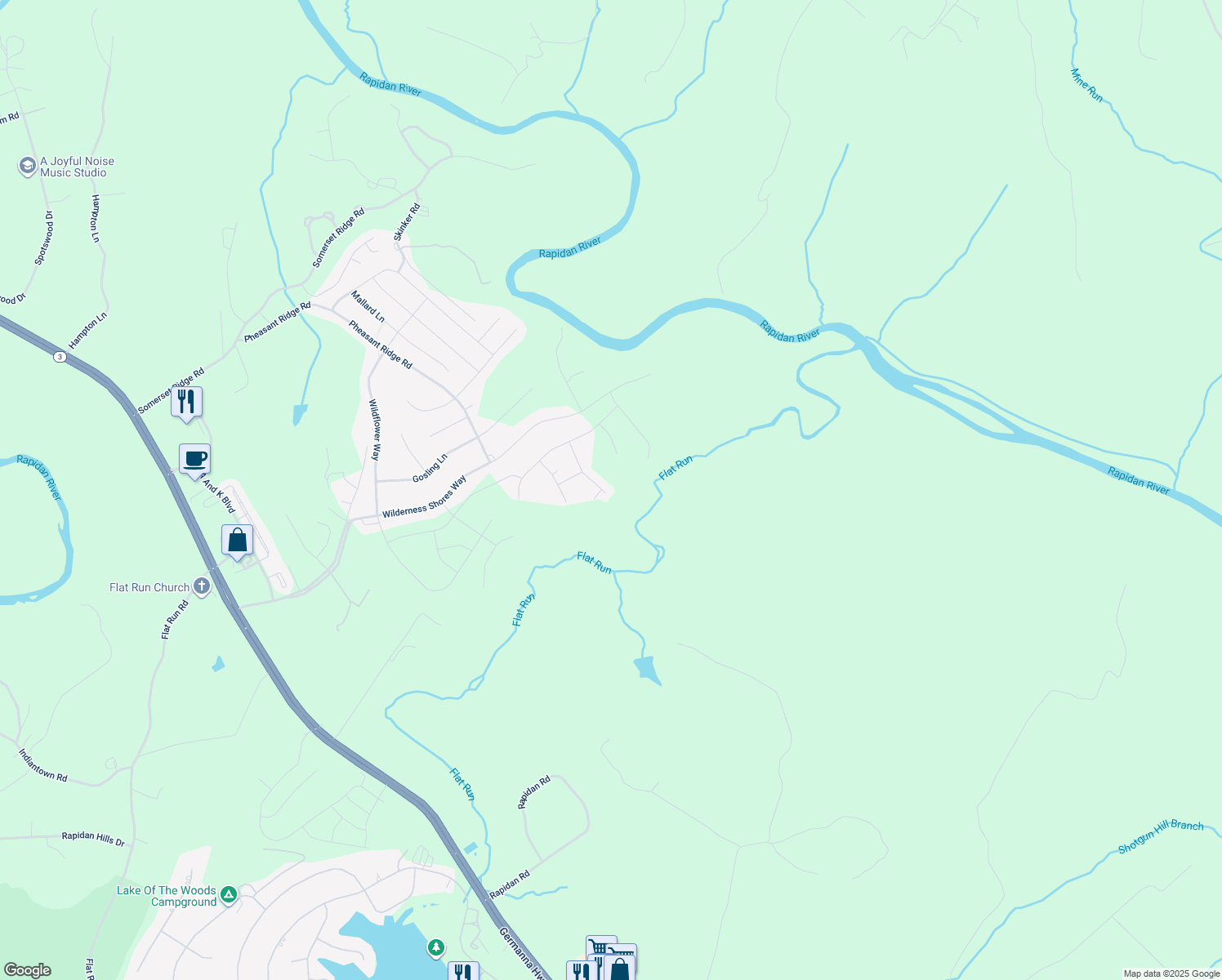 map of restaurants, bars, coffee shops, grocery stores, and more near 2773 Bears Den Drive in Locust Grove