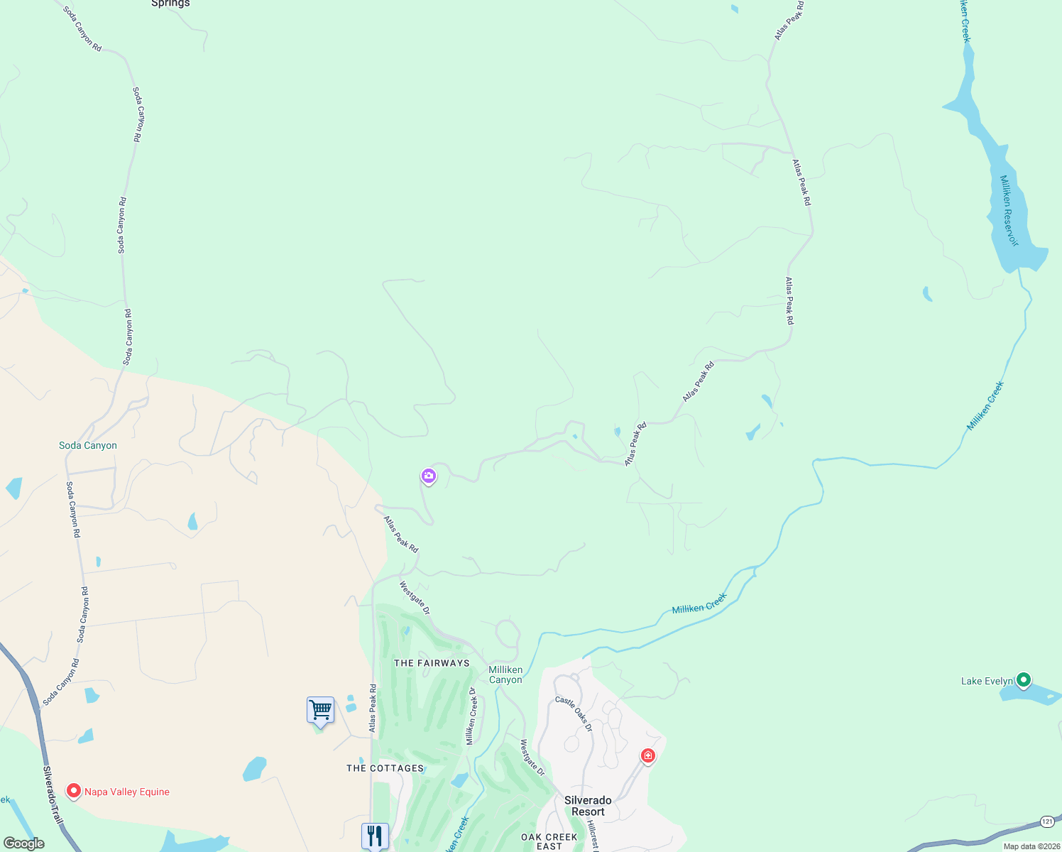 map of restaurants, bars, coffee shops, grocery stores, and more near 2371 Atlas Peak Road in Napa