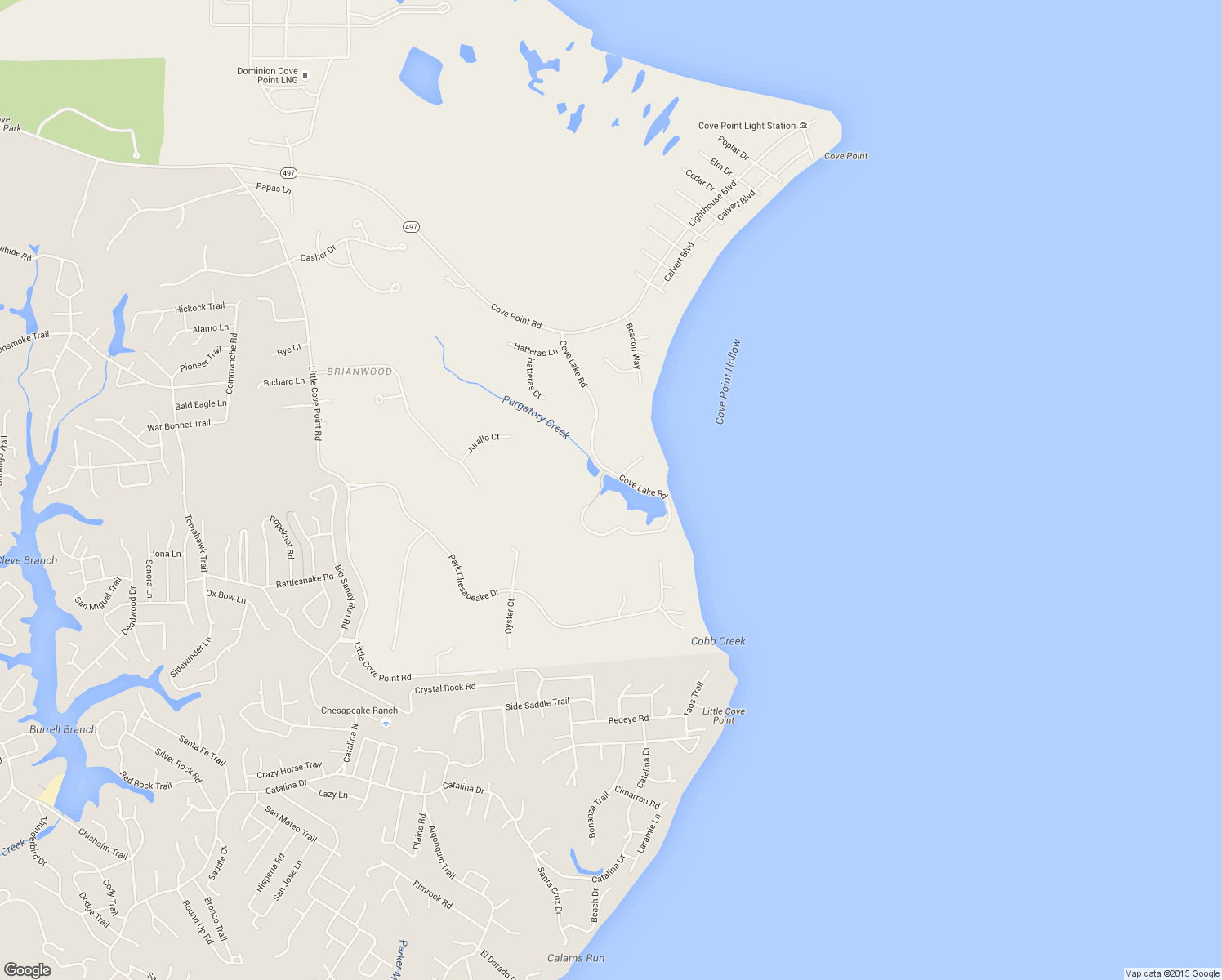 map of restaurants, bars, coffee shops, grocery stores, and more near 11445 Cove Lake Road in Lusby