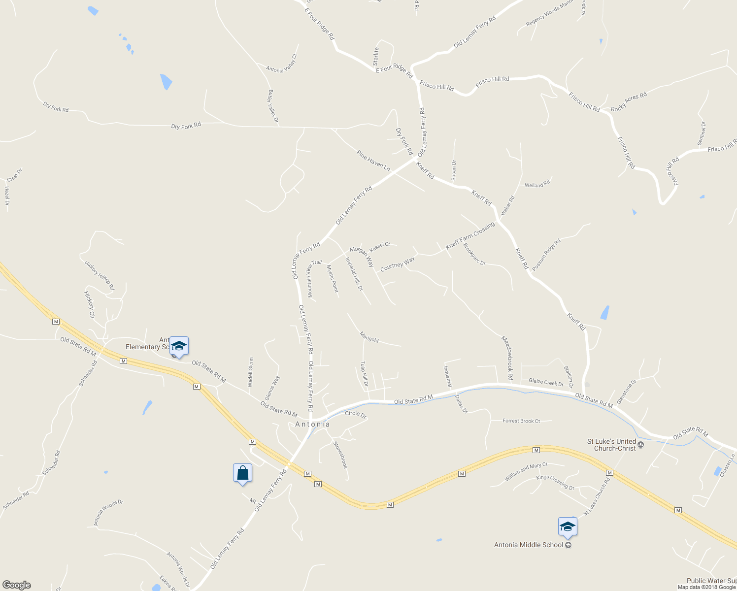 map of restaurants, bars, coffee shops, grocery stores, and more near 3568 Imperial Hills Drive in Imperial