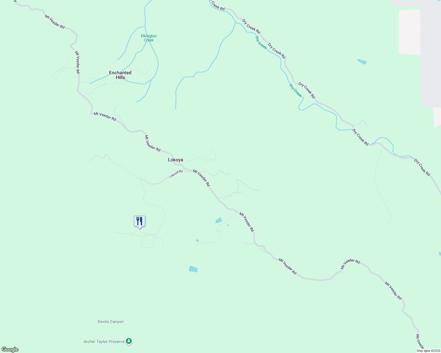 map of restaurants, bars, coffee shops, grocery stores, and more near 2340 Mount Veeder Road in Napa