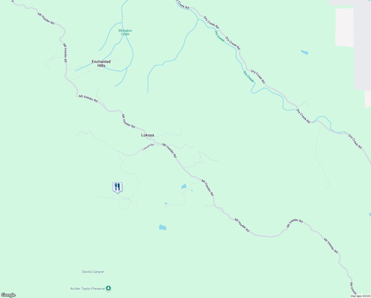 map of restaurants, bars, coffee shops, grocery stores, and more near 2340 Mount Veeder Road in Napa
