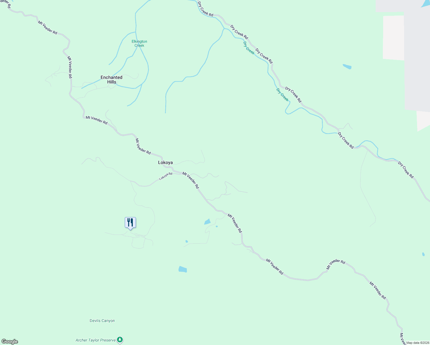 map of restaurants, bars, coffee shops, grocery stores, and more near 2340 Mount Veeder Road in Napa