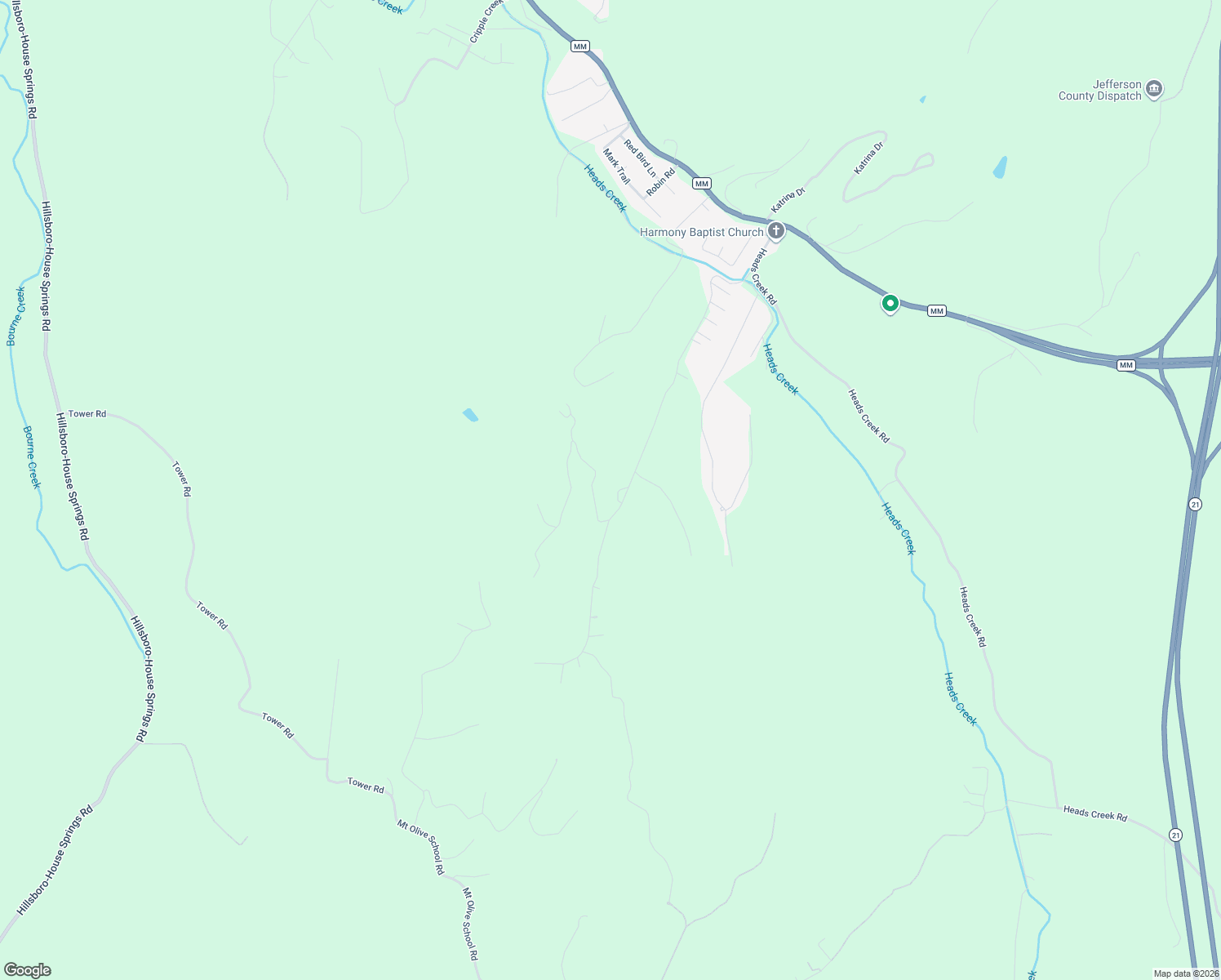 map of restaurants, bars, coffee shops, grocery stores, and more near 5678 Orchard Drive in House Springs