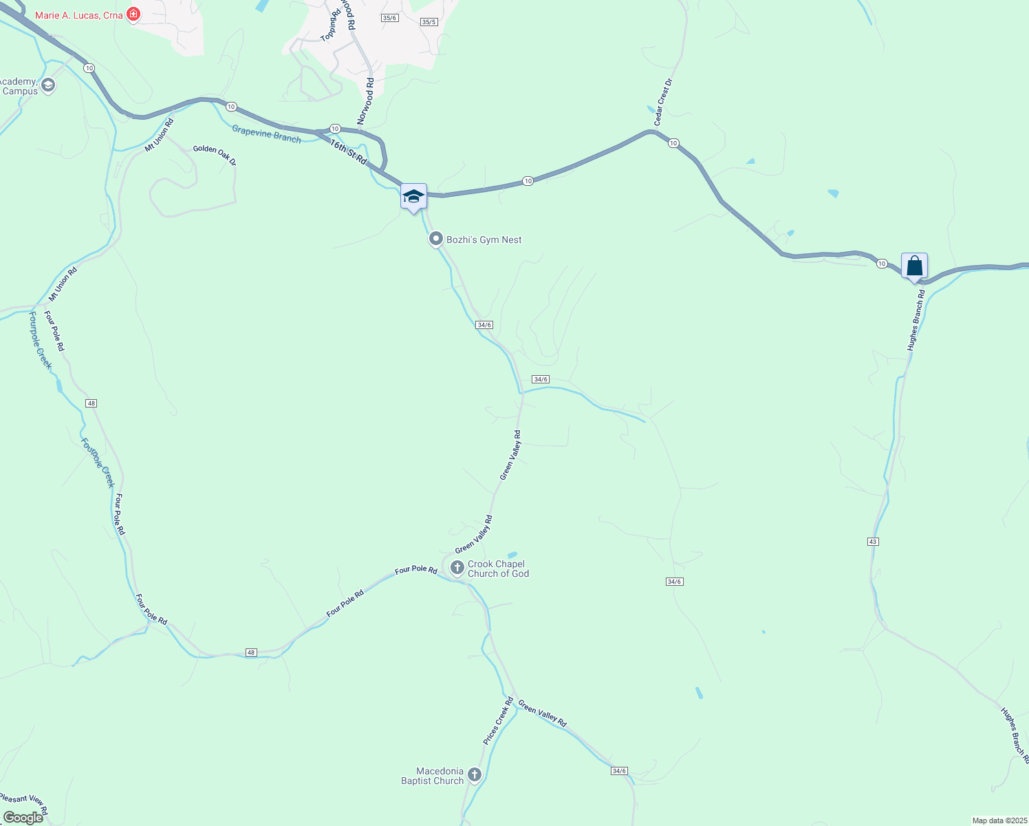 map of restaurants, bars, coffee shops, grocery stores, and more near 3880 Green Valley Road in Huntington