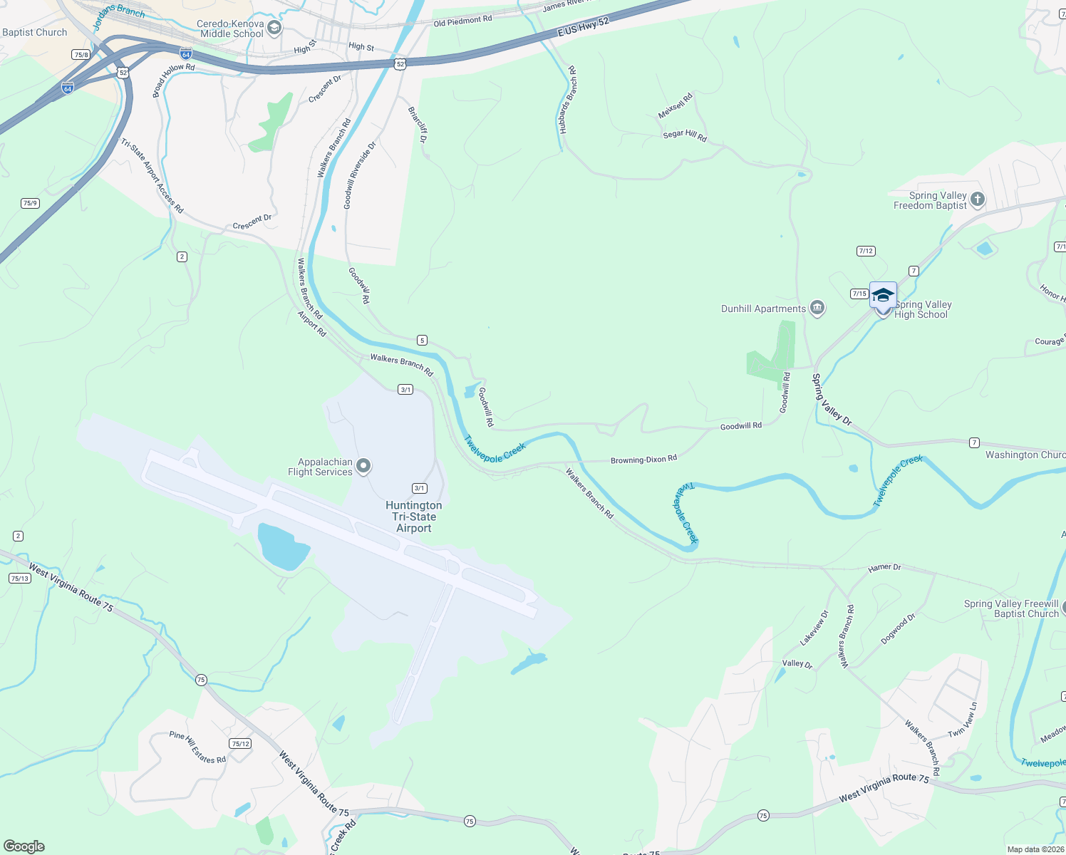 map of restaurants, bars, coffee shops, grocery stores, and more near 1696 Goodwill Road in Huntington