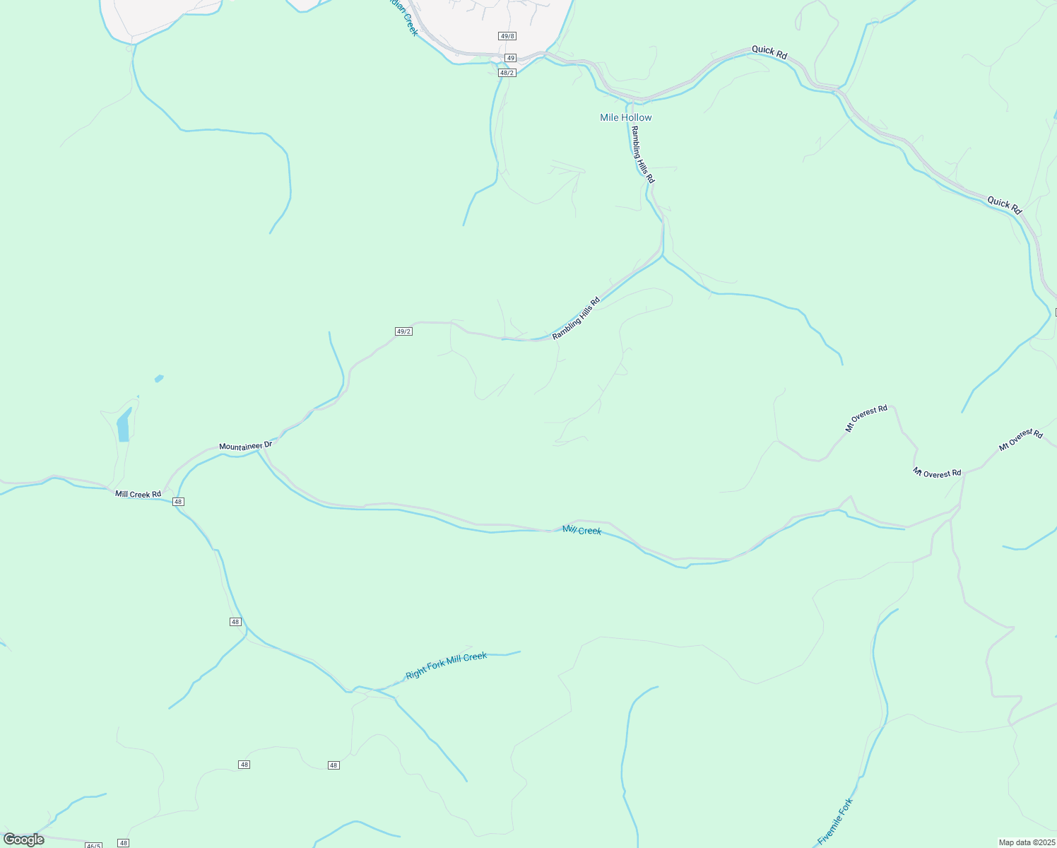 map of restaurants, bars, coffee shops, grocery stores, and more near 454 Upper Rambling Hills Road in Elkview