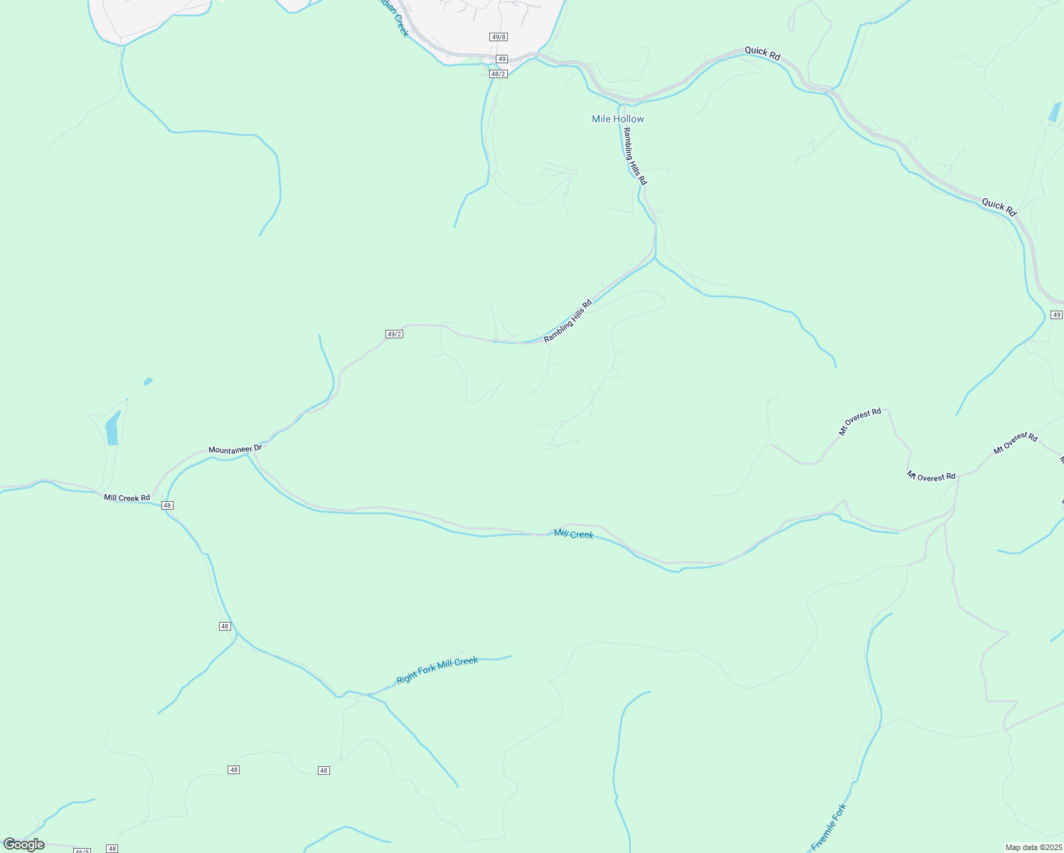 map of restaurants, bars, coffee shops, grocery stores, and more near 454 Upper Rambling Hills Road in Elkview