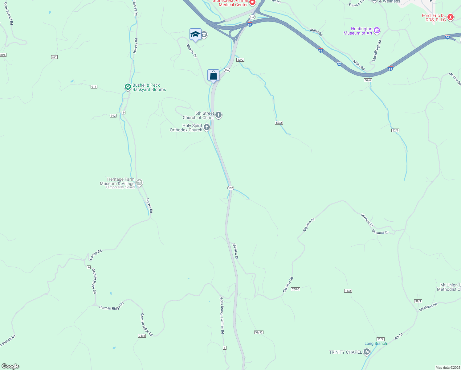 map of restaurants, bars, coffee shops, grocery stores, and more near 2695 5th Street in Huntington