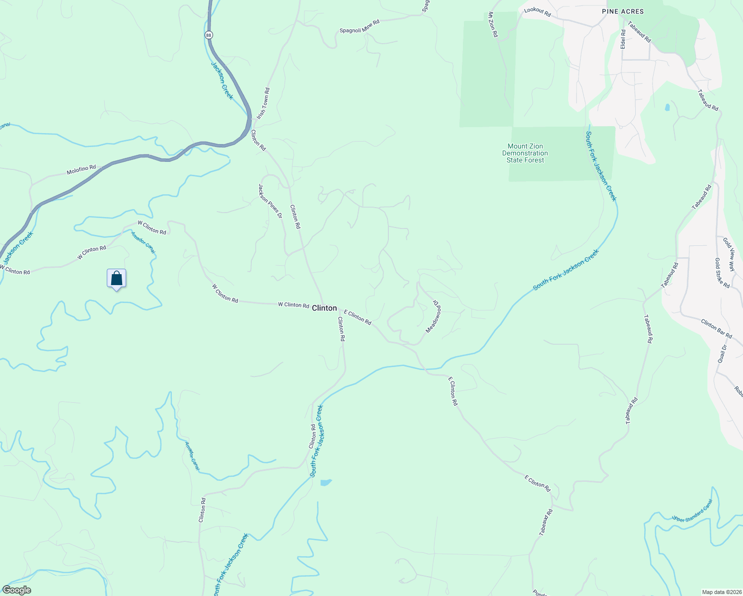 map of restaurants, bars, coffee shops, grocery stores, and more near 19491 East Clinton Road in Jackson