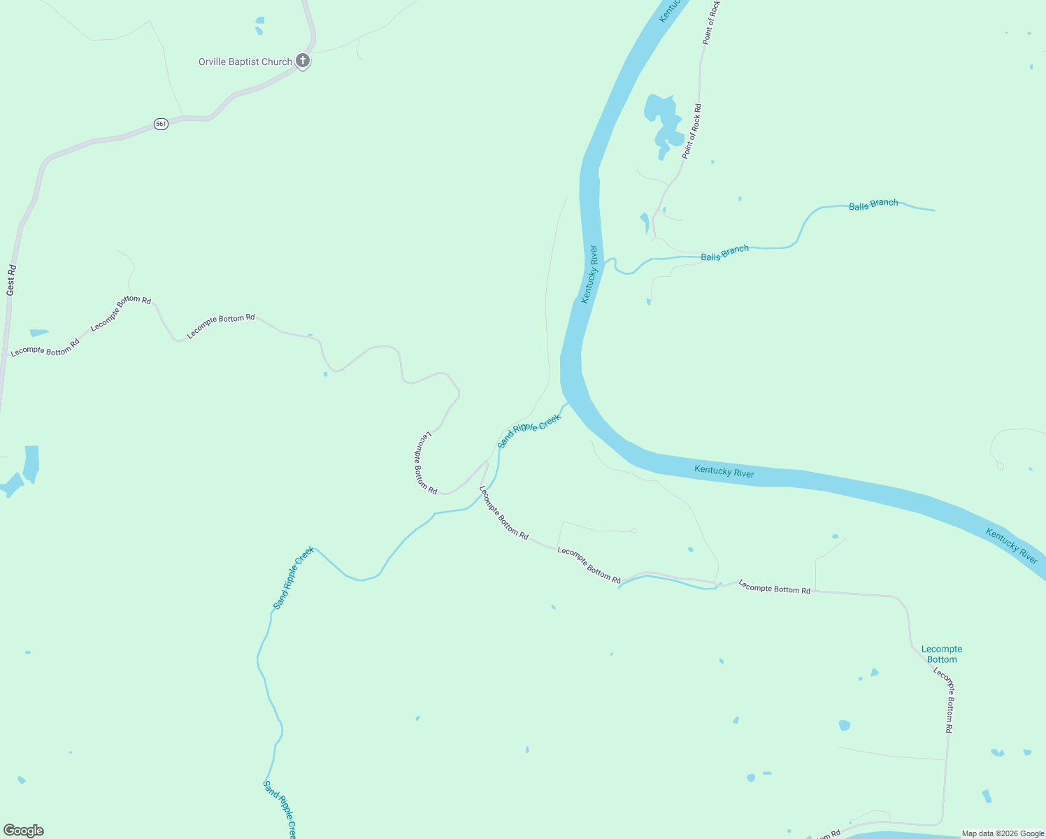 map of restaurants, bars, coffee shops, grocery stores, and more near Old Lecompte Bottom Road in Pleasureville