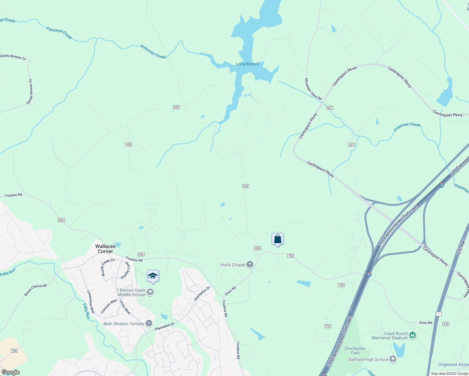 map of restaurants, bars, coffee shops, grocery stores, and more near 127 Hulls Chapel Road in Fredericksburg