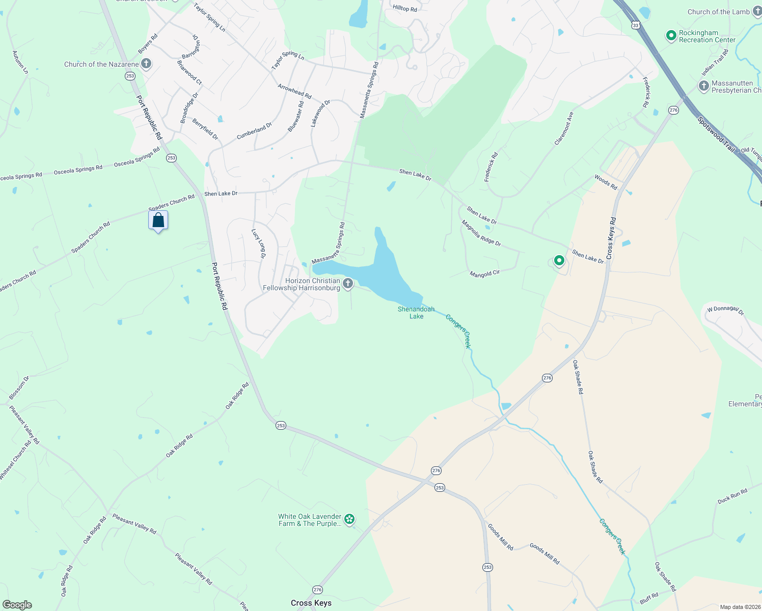 map of restaurants, bars, coffee shops, grocery stores, and more near Izaak Walton Drive in Harrisonburg