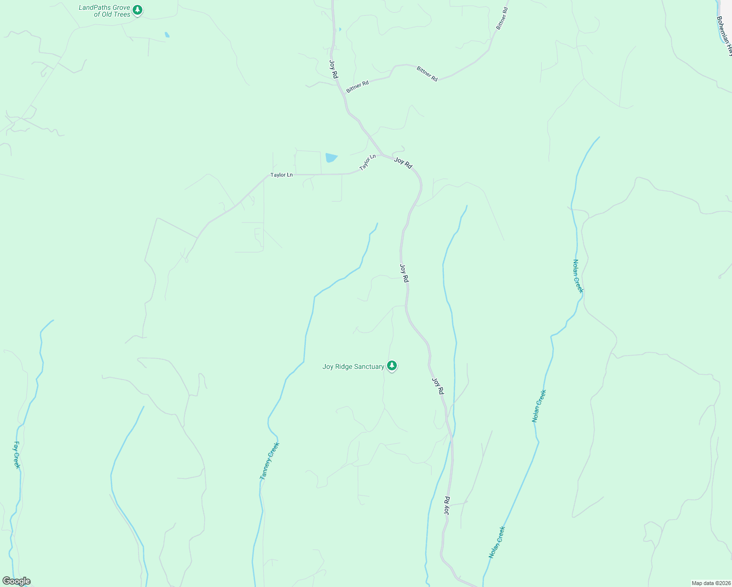 map of restaurants, bars, coffee shops, grocery stores, and more near 16907 Jennifer Drive in Occidental
