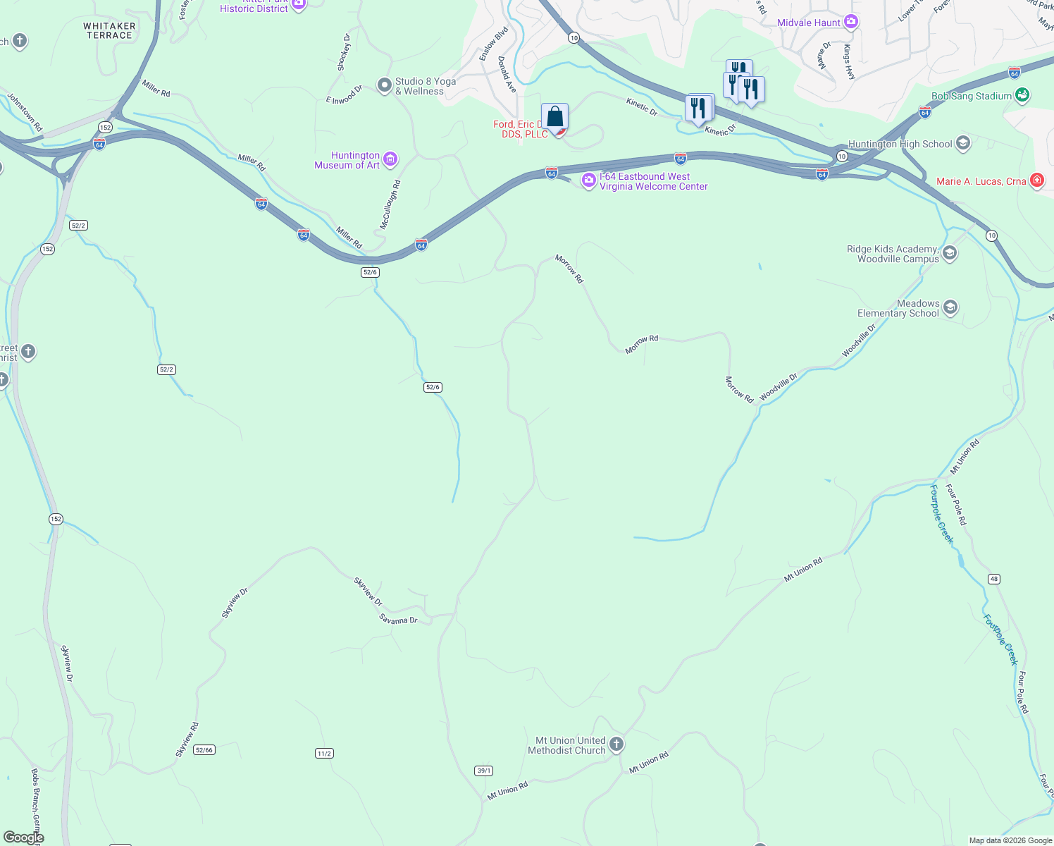 map of restaurants, bars, coffee shops, grocery stores, and more near 3372 8th Street Road in Huntington