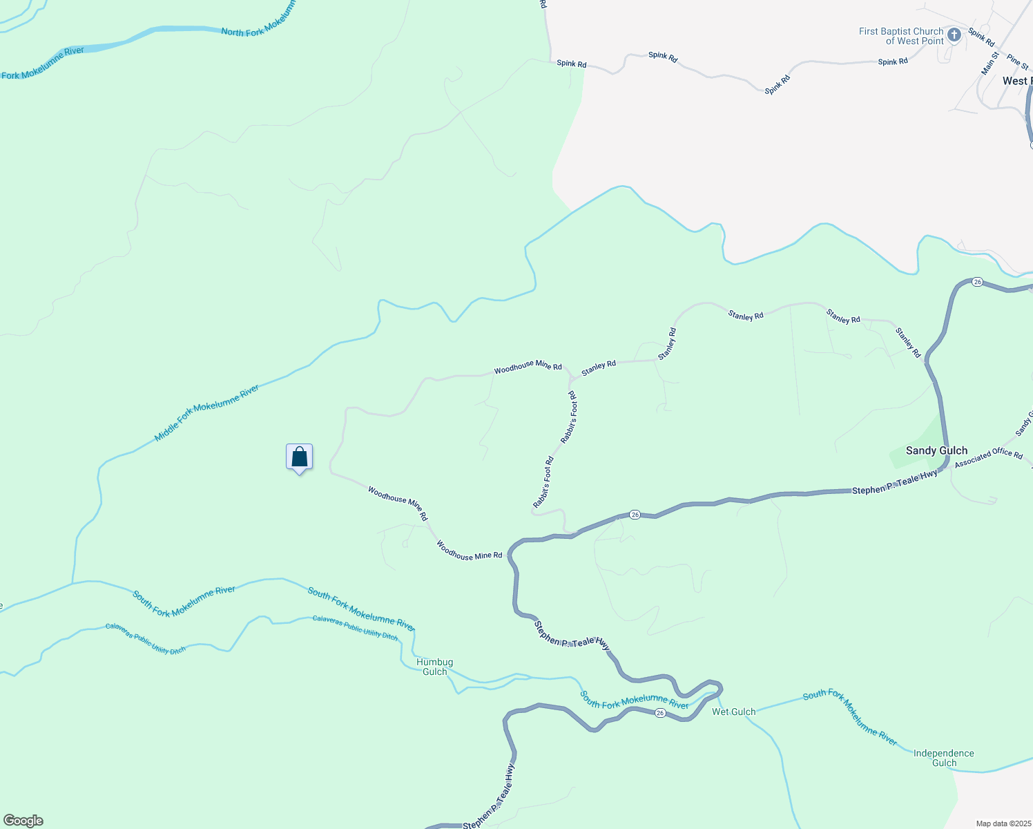 map of restaurants, bars, coffee shops, grocery stores, and more near 1461 Woodhouse Mine Road in West Point
