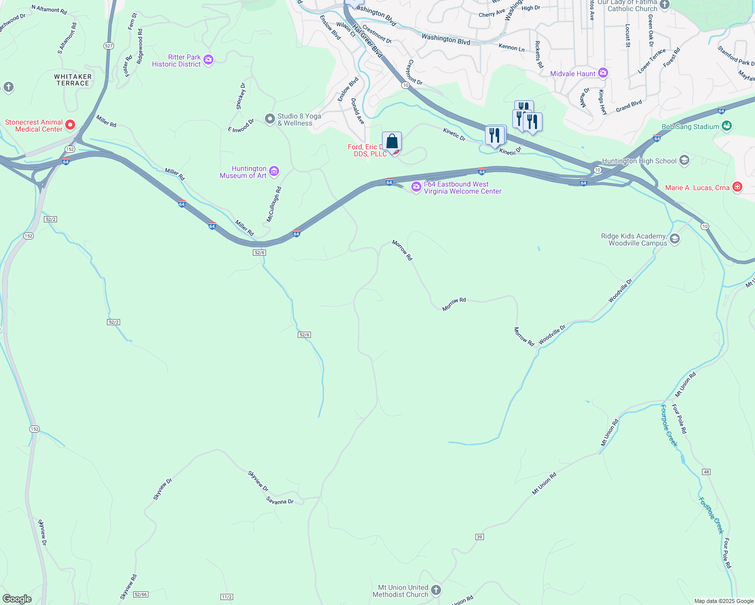 map of restaurants, bars, coffee shops, grocery stores, and more near 15 Circle Drive in Huntington