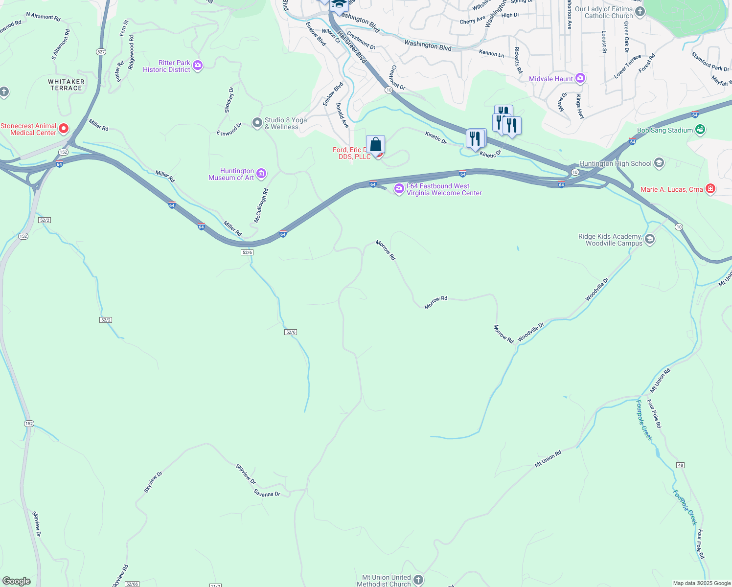 map of restaurants, bars, coffee shops, grocery stores, and more near 9 Circle Drive in Huntington