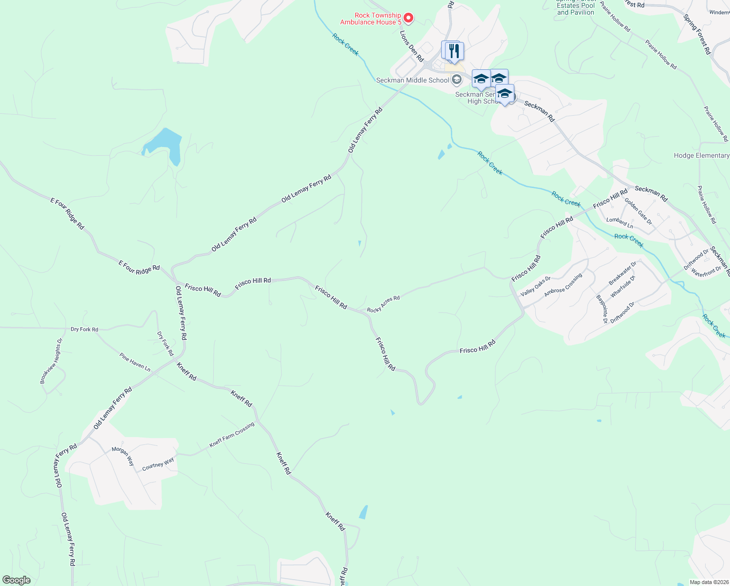 map of restaurants, bars, coffee shops, grocery stores, and more near 3073 Frisco Hill Road in Imperial