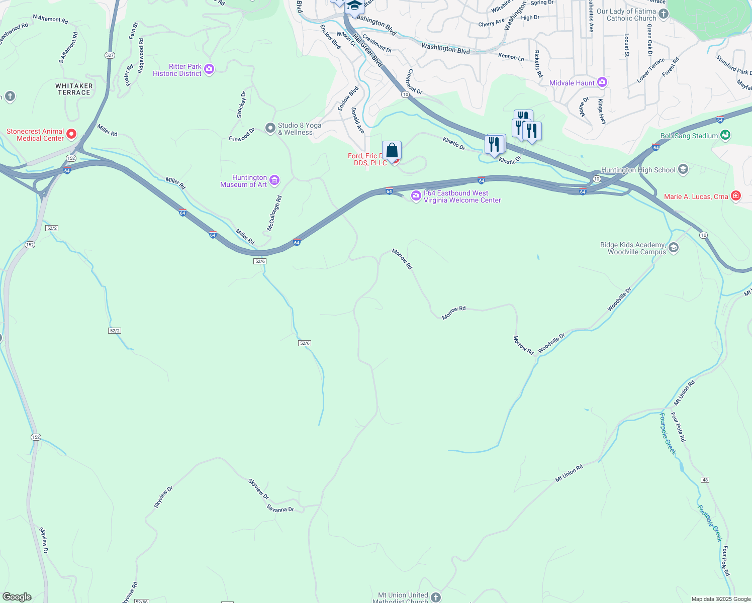 map of restaurants, bars, coffee shops, grocery stores, and more near 12 Circle Drive in Huntington