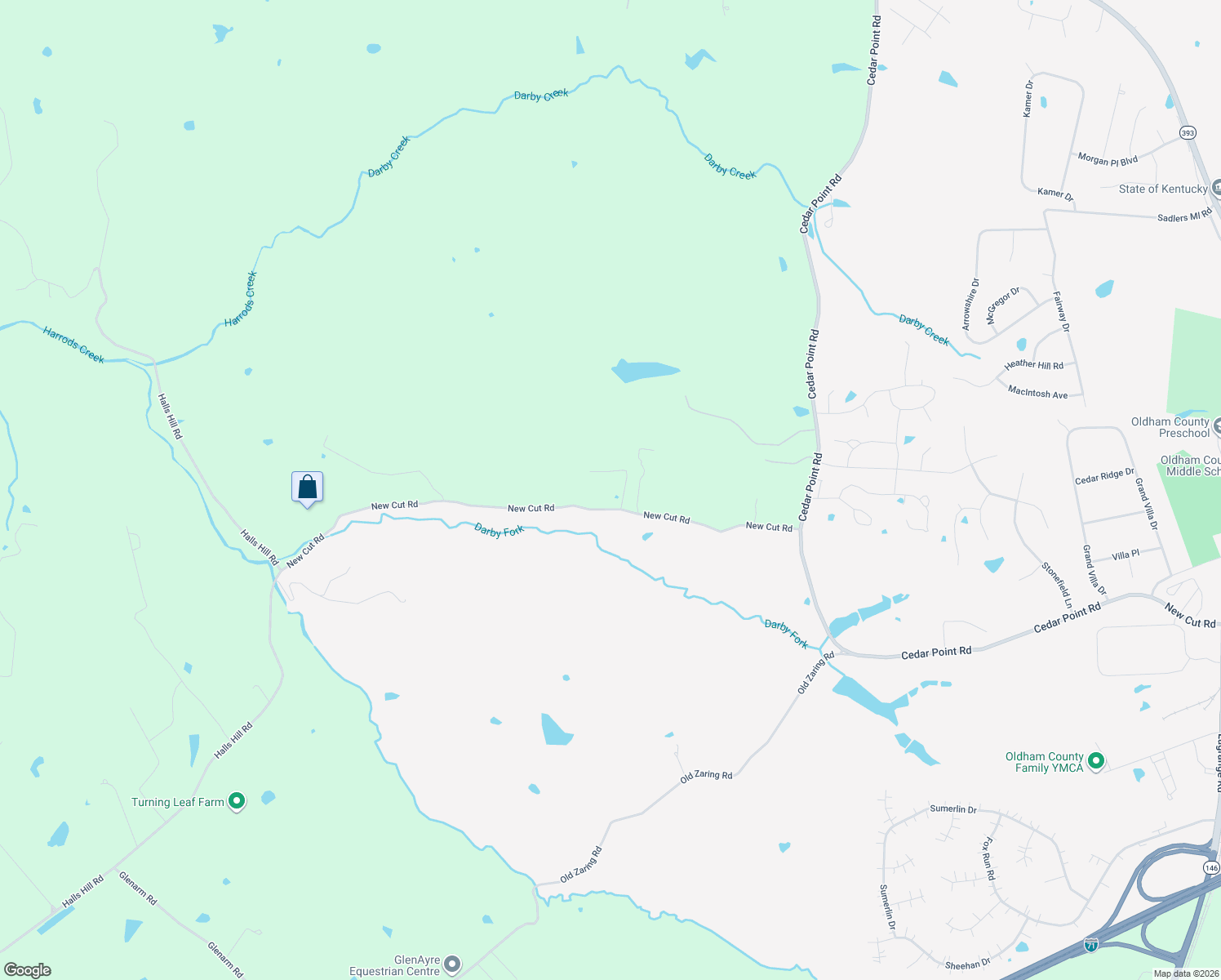 map of restaurants, bars, coffee shops, grocery stores, and more near 6201 New Cut Road in Crestwood