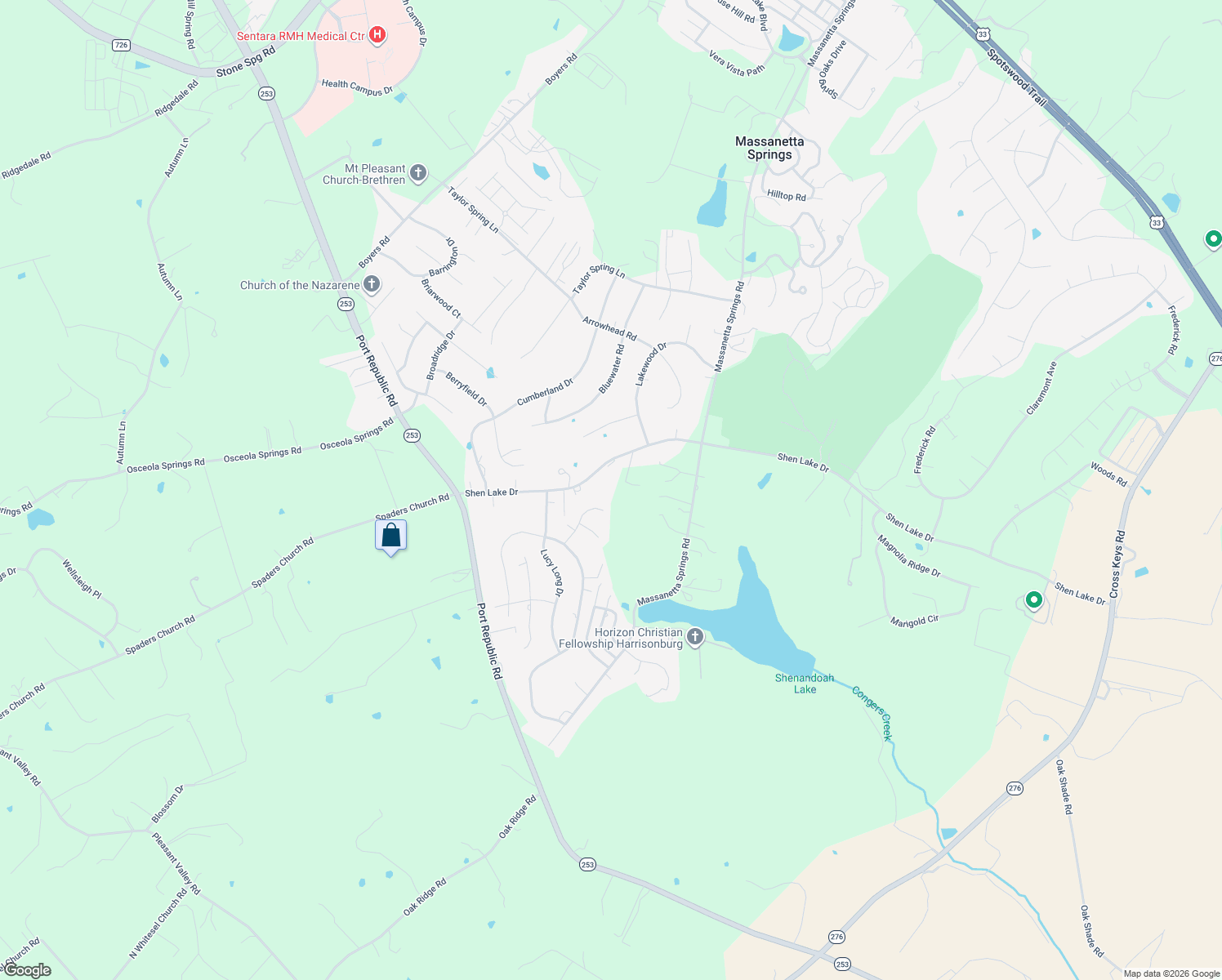 map of restaurants, bars, coffee shops, grocery stores, and more near 1715 Janie Lane in Harrisonburg