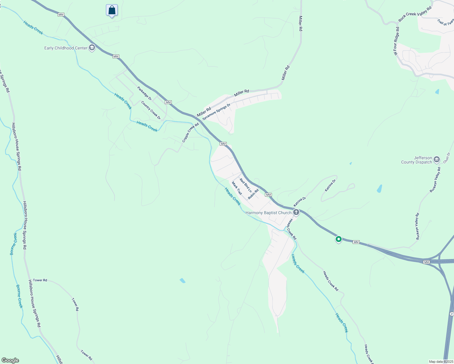 map of restaurants, bars, coffee shops, grocery stores, and more near 5648 Mark Trail in House Springs