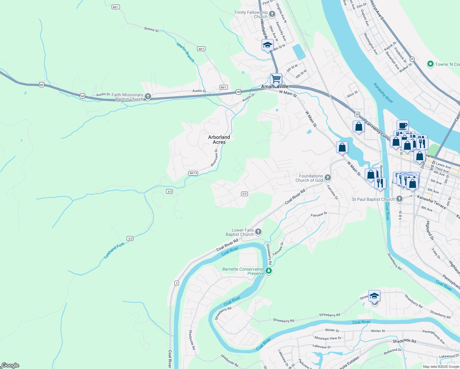map of restaurants, bars, coffee shops, grocery stores, and more near 38 County Route 3/3 in Saint Albans