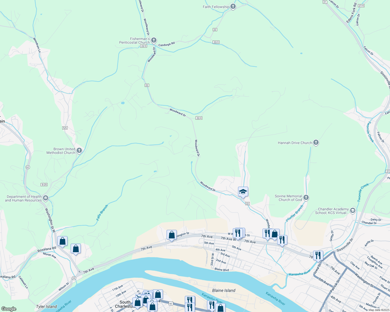 map of restaurants, bars, coffee shops, grocery stores, and more near 1138 Wilmore Lane in Charleston