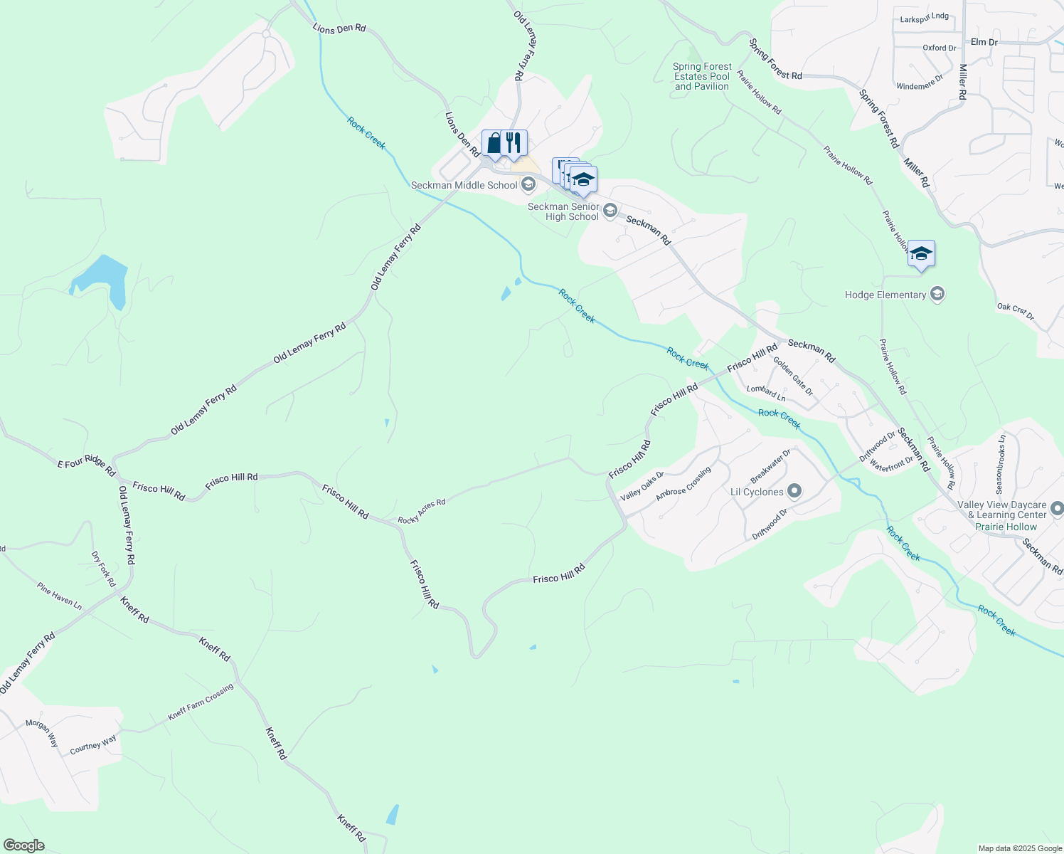 map of restaurants, bars, coffee shops, grocery stores, and more near 2733 Lavelle Drive in Imperial