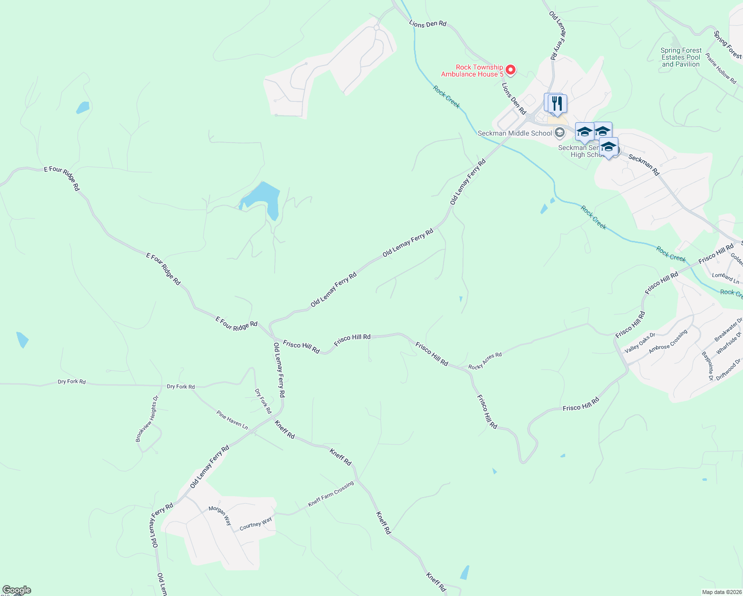 map of restaurants, bars, coffee shops, grocery stores, and more near 5509 Regency Woods Manor in Imperial