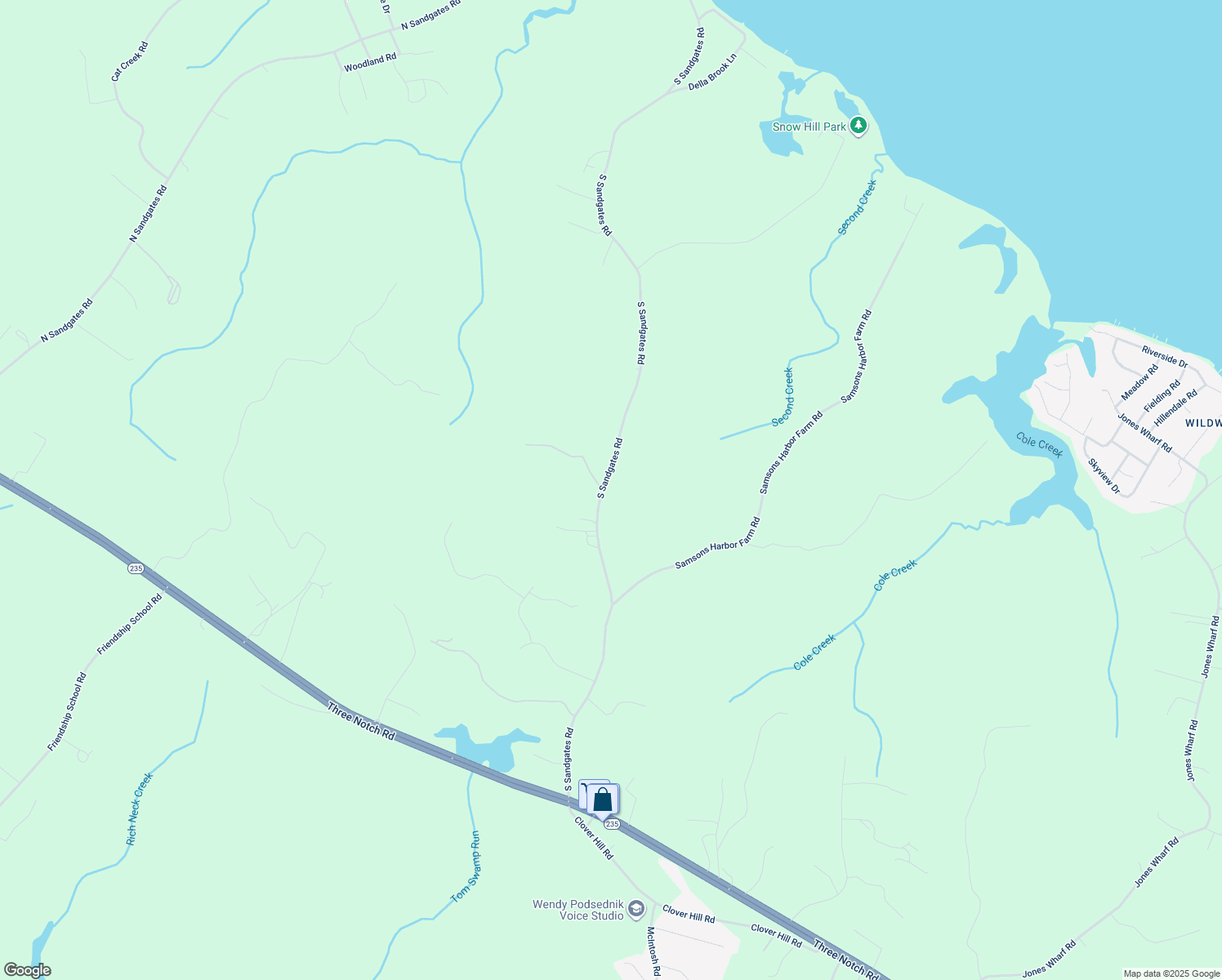 map of restaurants, bars, coffee shops, grocery stores, and more near 26252 South Sandgates Road in Mechanicsville