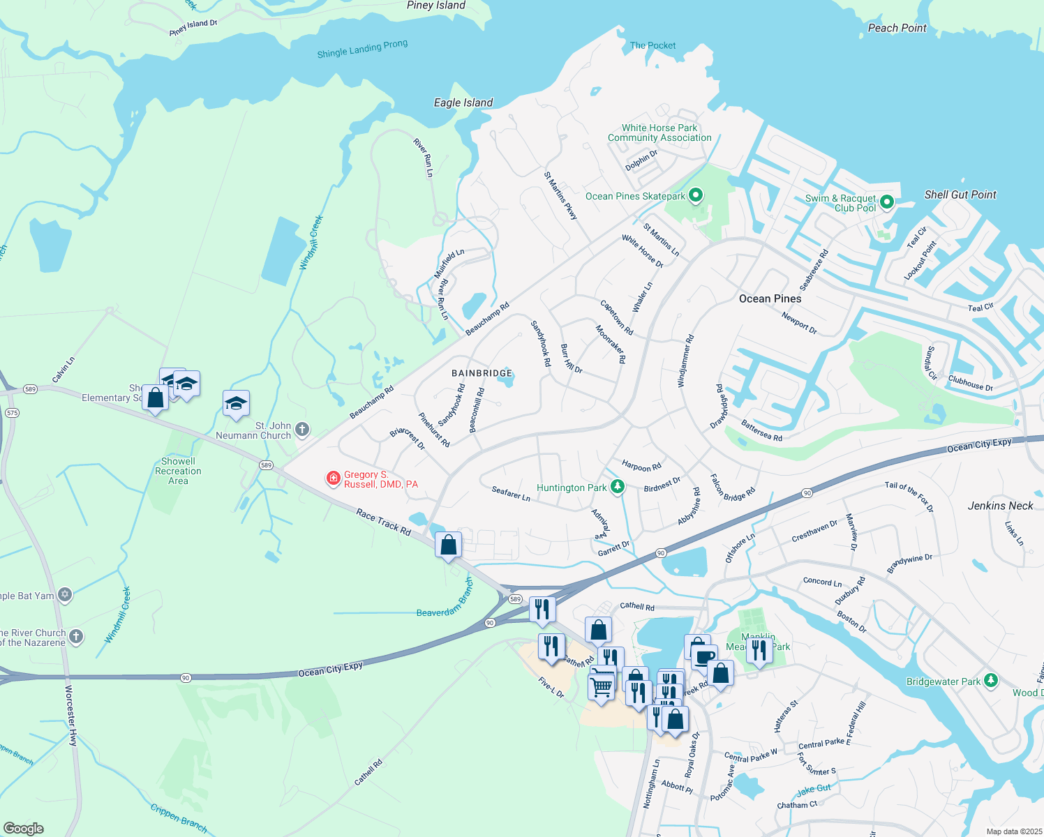 map of restaurants, bars, coffee shops, grocery stores, and more near 33 Pinehurst Road in Berlin