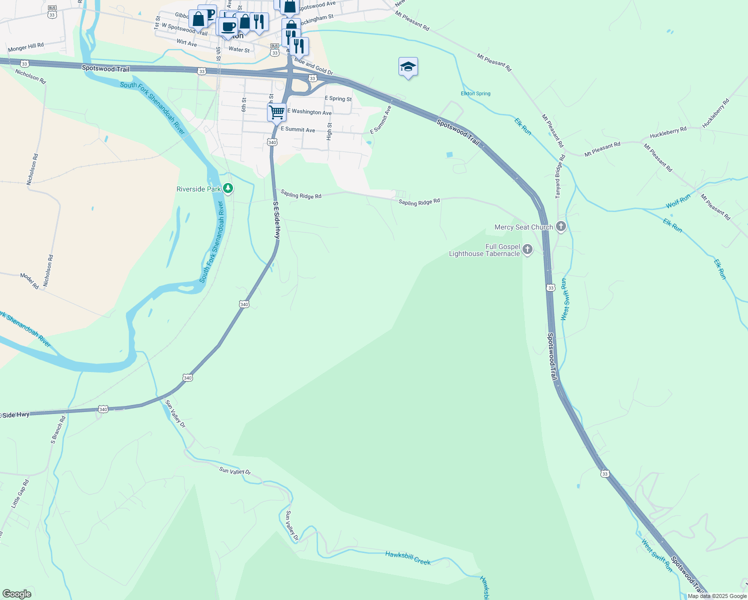 map of restaurants, bars, coffee shops, grocery stores, and more near in Elkton