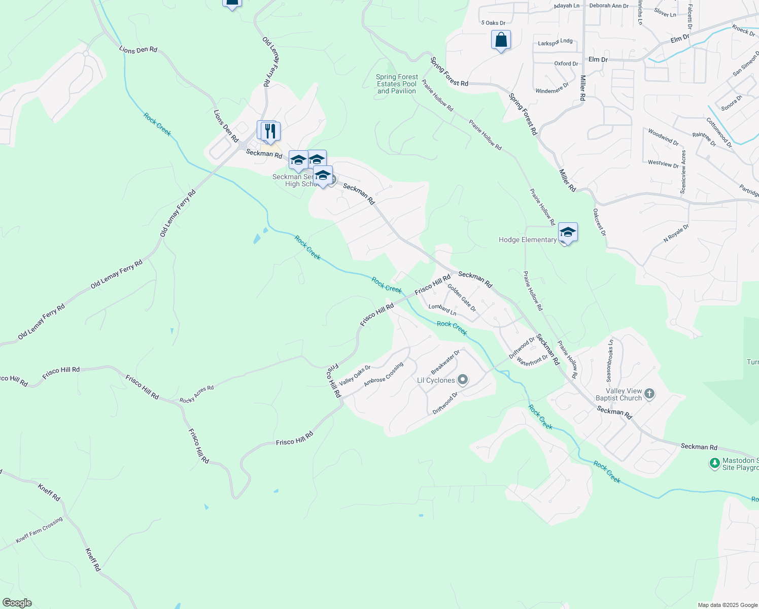 map of restaurants, bars, coffee shops, grocery stores, and more near 2656 Fox Run in Imperial